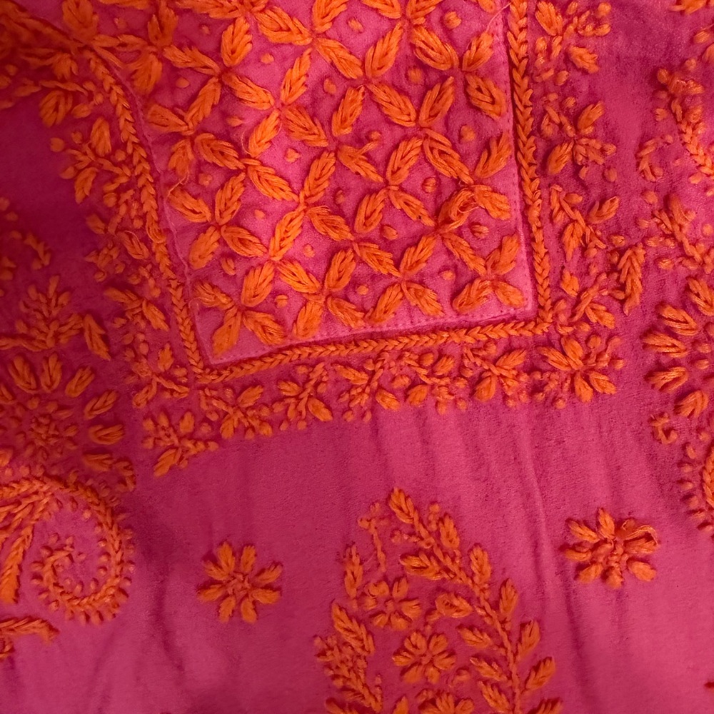 Roller Rabbit Pink and Orange Embroidered Kids Dress - Picture 3 of 4